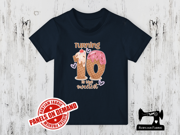 Turning 10 Is the Sweetest (Ice Cream) Birthday - NAVY BLUE - Panels On Demand