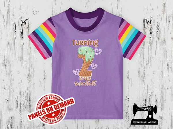 Turning 2 Is the Sweetest (Ice Cream) Birthday - LIGHT PURPLE - Panels On Demand