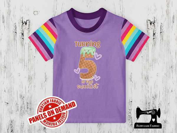 Turning 5 Is the Sweetest (Ice Cream) Birthday - LIGHT PURPLE - Panels On Demand