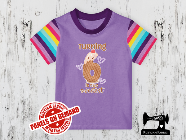 Turning 6 Is the Sweetest (Ice Cream) Birthday - LIGHT PURPLE - Panels On Demand