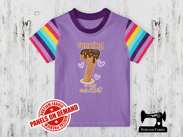 Turning 7 Is the Sweetest (Ice Cream) Birthday - LIGHT PURPLE - Panels On Demand