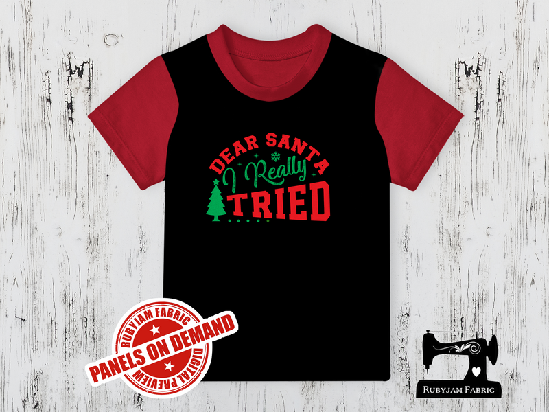 Dear Santa I Really Tried - BLACK - Panels On Demand