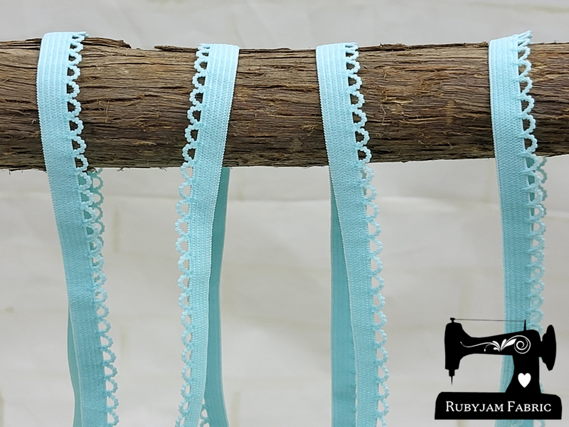 1M SKY BLUE Picot Elastic (Approx 10mm wide)