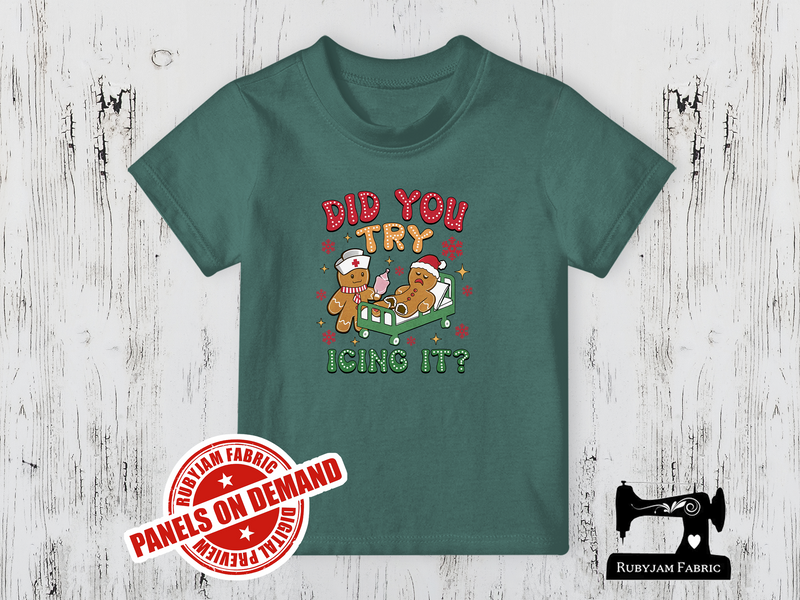Did You Try Icing It Gingerbread Christmas - SAGE GREEN - Panels On Demand