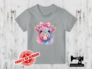 Pastel Rainbow Highland Cow Bubblegum - HEATHER GREY - Panels On Demand