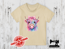 Pastel Rainbow Highland Cow Bubblegum - SAND BEIGE - Panels On Demand