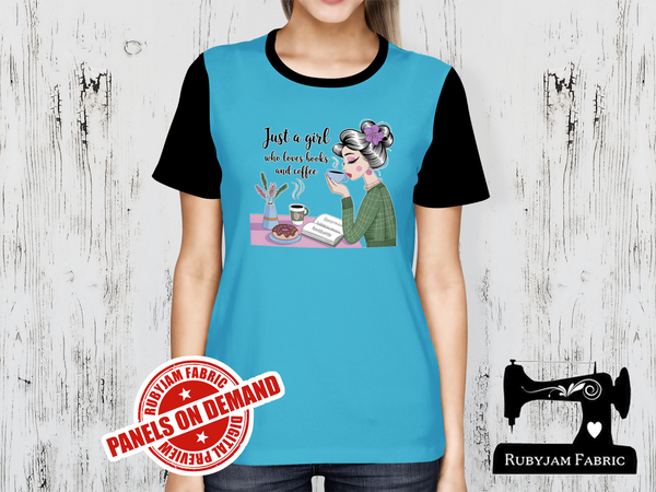 Just a Girl Who Loves Books and Coffee - LIGHT BLUE - Panels On Demand
