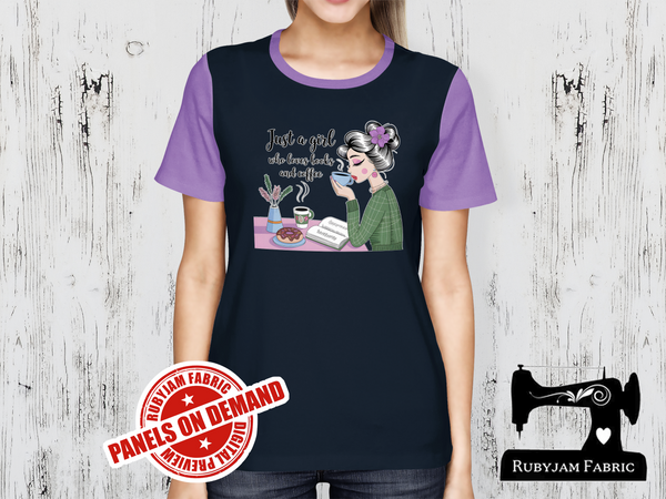 Just a Girl Who Loves Books and Coffee - NAVY BLUE - Panels On Demand