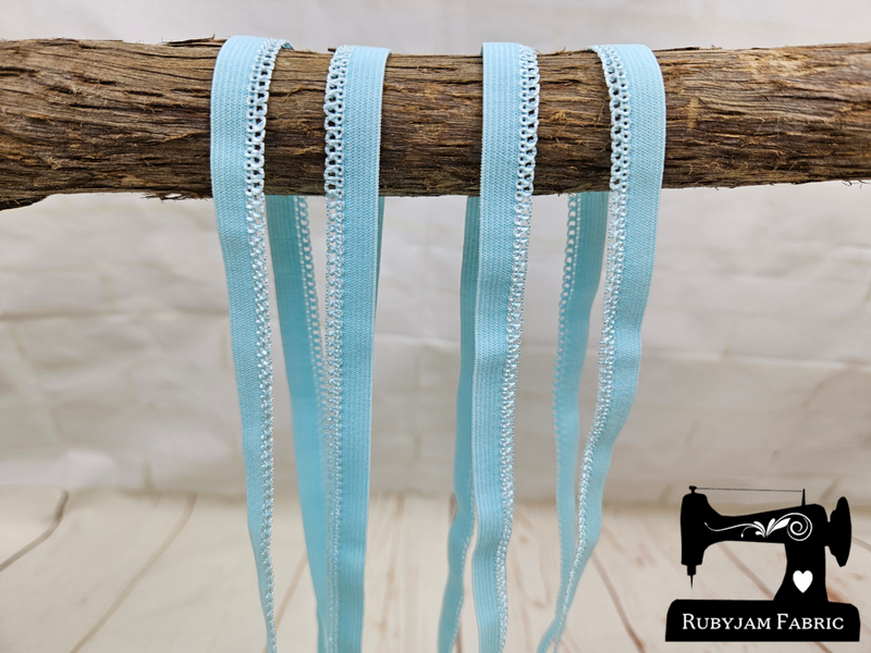 1M LIGHT BLUE Picot Elastic (Approx 10mm wide) [small loops]