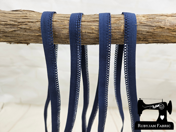 1M NAVY BLUE Picot Elastic (Approx 10mm wide) [small loops]