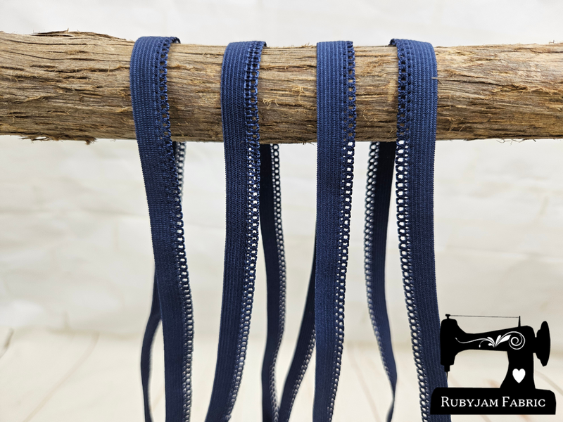 1M NAVY BLUE Picot Elastic (Approx 10mm wide) [small loops]