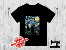 van Gogh Starry Night Cat - BLACK - Panels On Demand