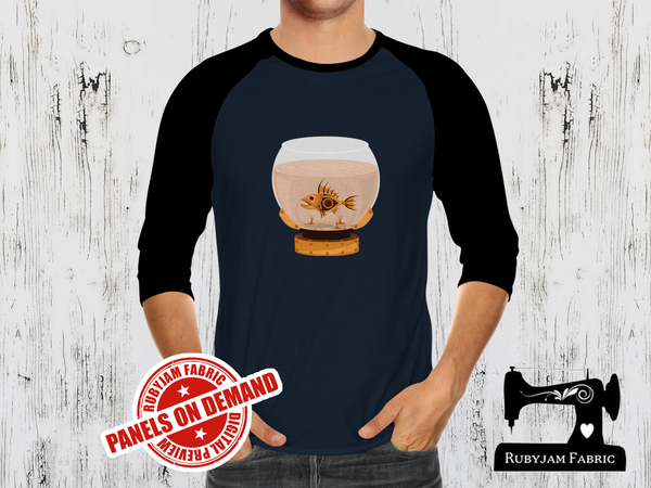 Steampunk Goldfish - NAVY BLUE - Panels On Demand