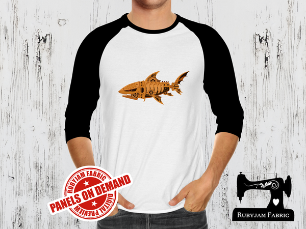 Steampunk Shark -  WHITE - Panels On Demand