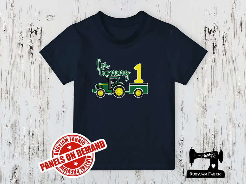 I'm Turning 1 Tractor Birthday - NAVY BLUE - Panels On Demand