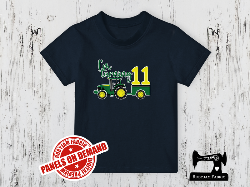 I'm Turning 11 Tractor Birthday - NAVY BLUE - Panels On Demand