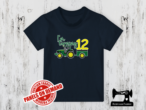 I'm Turning 12 Tractor Birthday - NAVY BLUE - Panels On Demand
