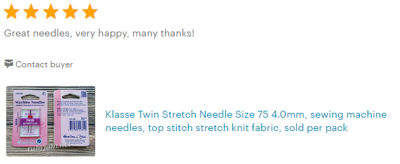 Klasse Twin Stretch Needle Size 75/11 4.0mm