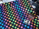 Rainbow Hearts - cotton lycra - 150cm wide - clearance