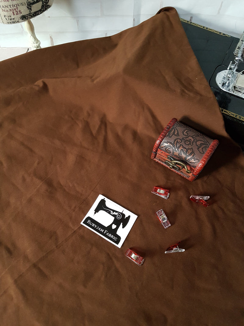 Brown - solid cotton lycra - 185cm wide - 220gsm