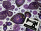 Purple Butterflies on White - cotton lycra - 150cm wide - clearance