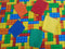 Red Yellow Building Bricks Blocks - cotton lycra - 150cm wide