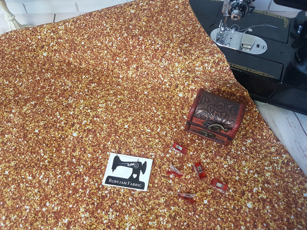 Gold Faux Glitter - cotton lycra - 150cm wide