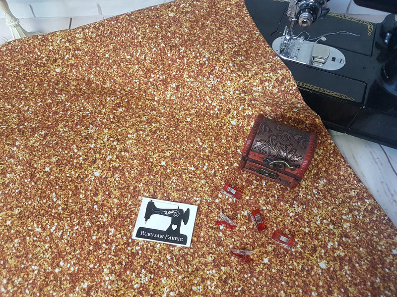 Gold Faux Glitter - cotton lycra - 150cm wide
