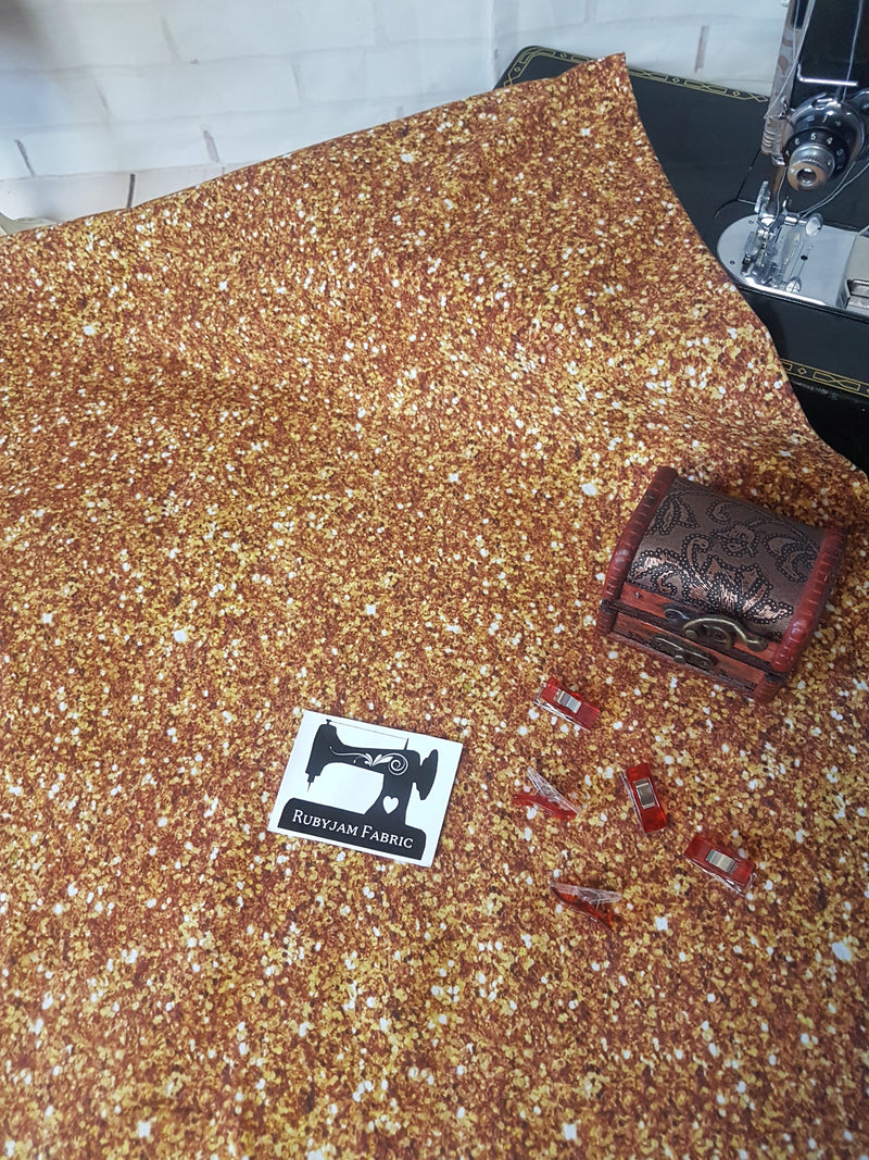 Gold Faux Glitter - cotton lycra - 150cm wide