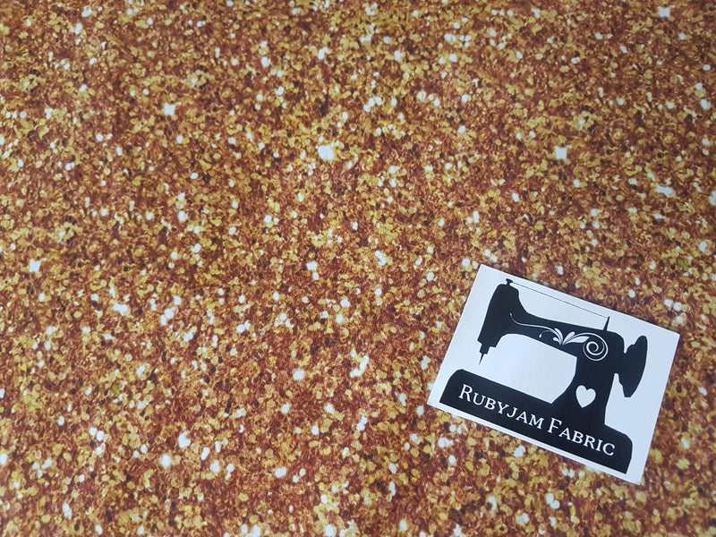 Gold Faux Glitter - cotton lycra - 150cm wide