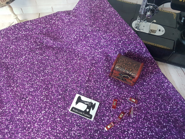 Purple Faux Glitter - cotton lycra - 150cm wide