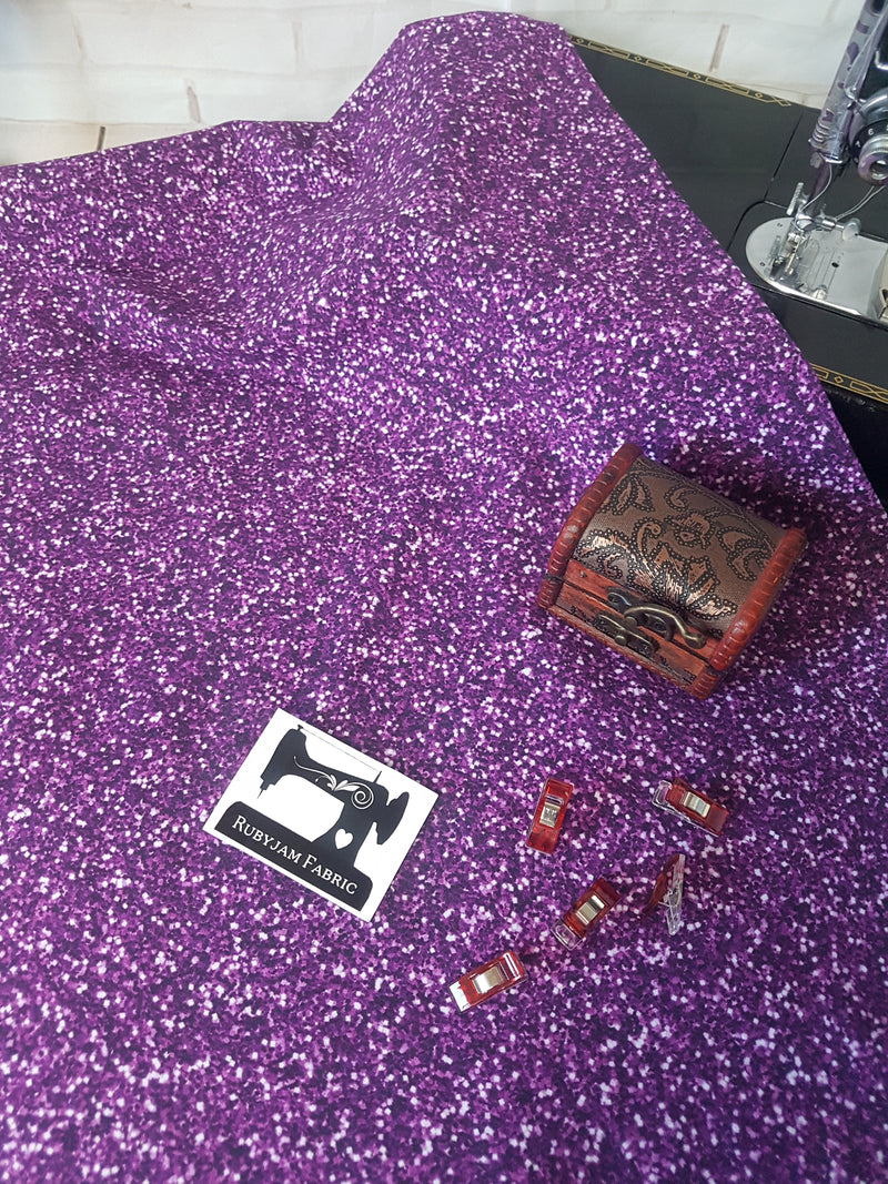 Purple Faux Glitter - cotton lycra - 150cm wide