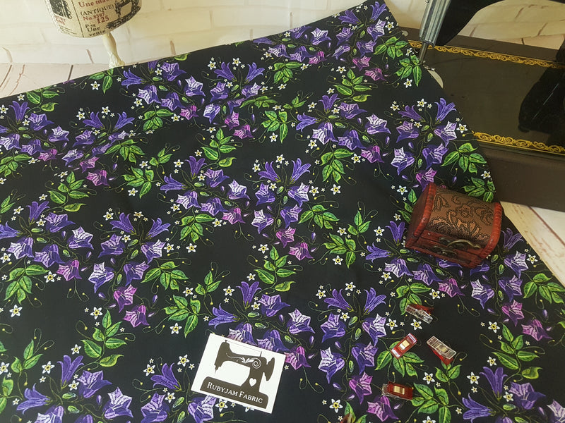 Embroidered Belladonna Floral - cotton lycra - 150cm wide