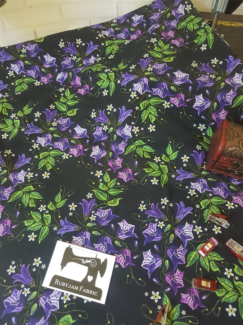 Embroidered Belladonna Floral - cotton lycra - 150cm wide