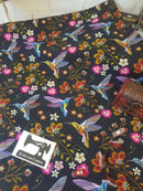 Embroidered Hummingbirds - cotton lycra - 150cm wide