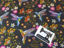 Embroidered Hummingbirds - cotton lycra - 150cm wide