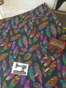 Embroidered Feathers - cotton lycra - 150cm wide