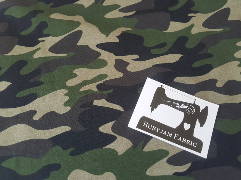 Camouflage Green Brown Army - cotton lycra - 150cm wide