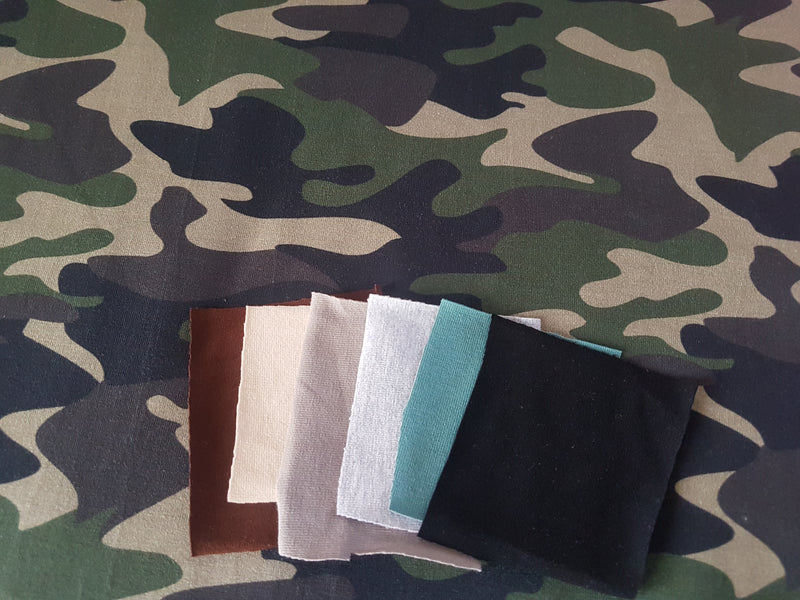 Camouflage Green Brown Army - cotton lycra - 150cm wide