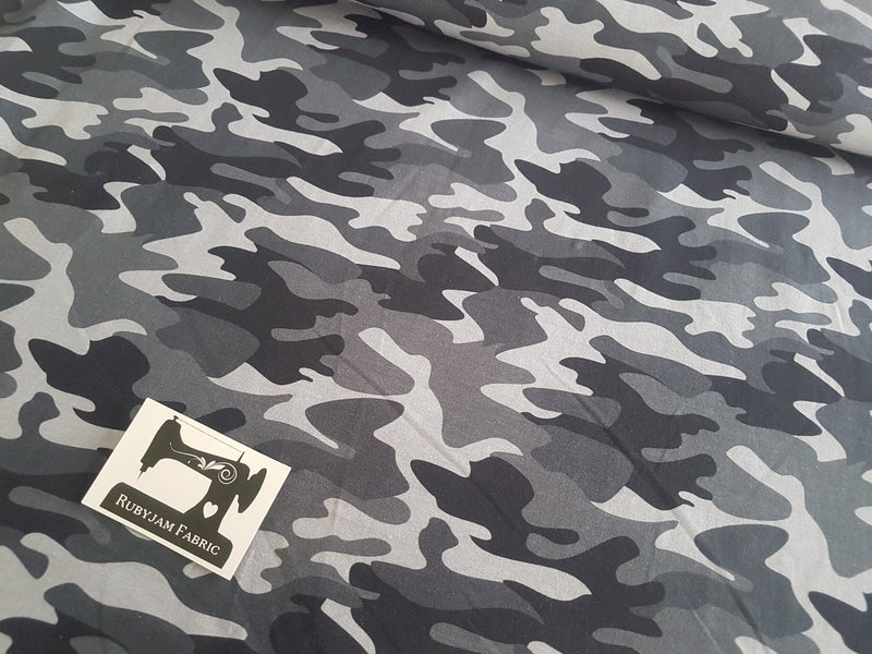 Camouflage Grey - cotton lycra - 150cm wide