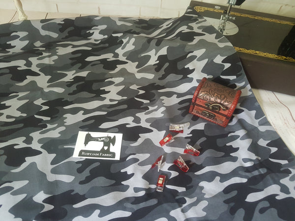 Camouflage Grey - cotton lycra - 150cm wide