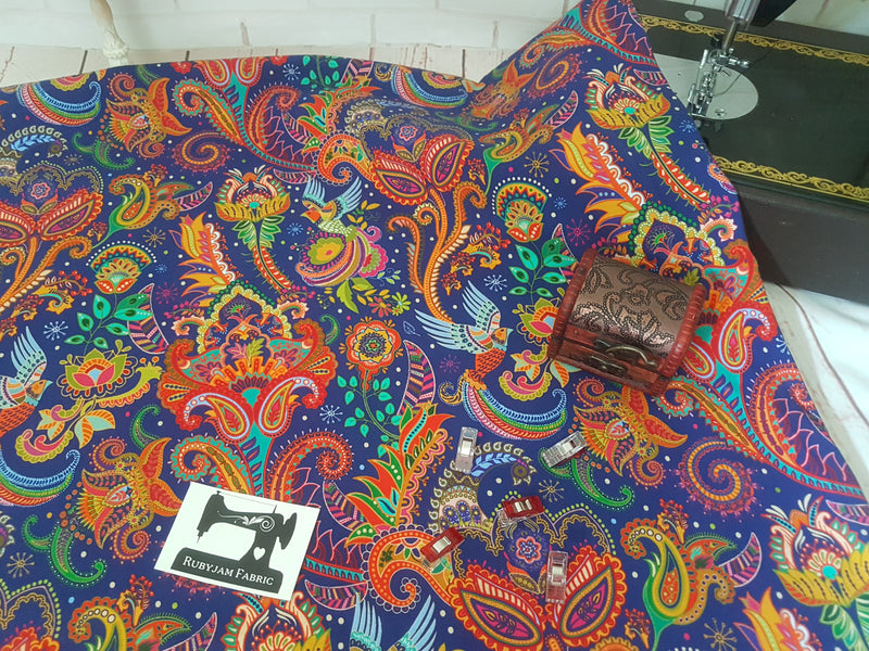 Indian Paisley - bamboo lycra - 150cm wide