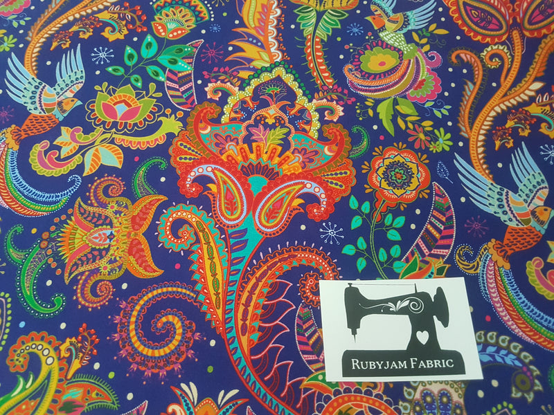 Indian Paisley - bamboo lycra - 150cm wide