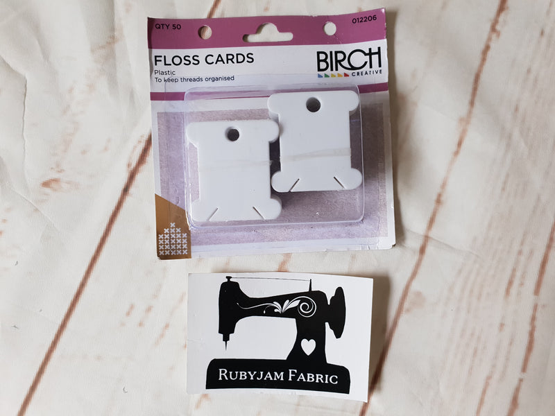 Birch Floss Cards, plastic, pack of 50
