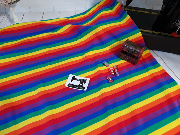 Rainbow - Yarn Dyed Stripes - cotton lycra - 180cm wide