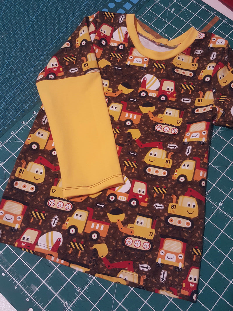 Digger Trucks - cotton lycra - 150cm wide
