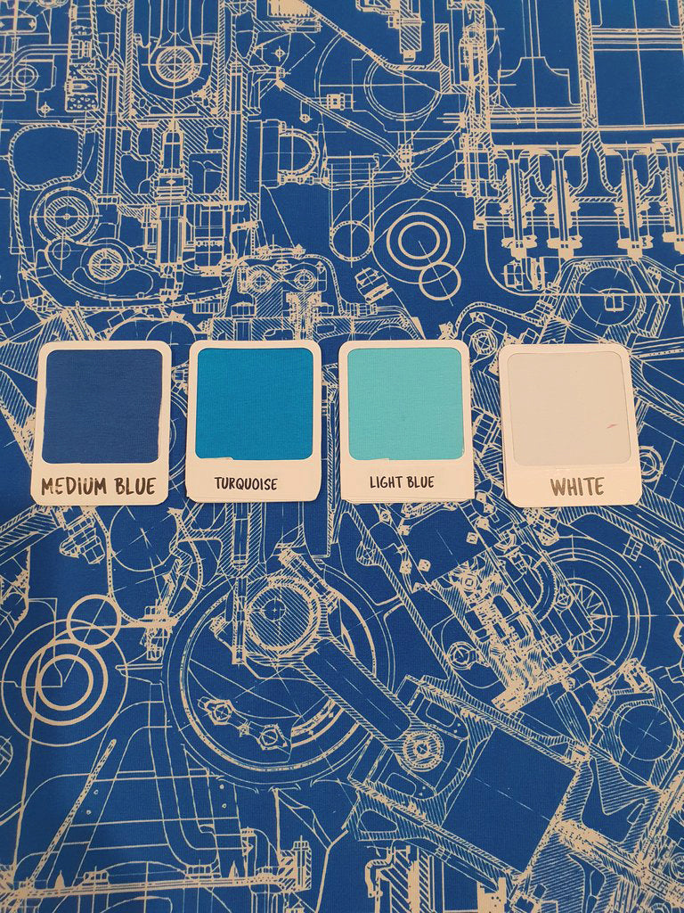 Blueprints - cotton lycra - 150cm wide