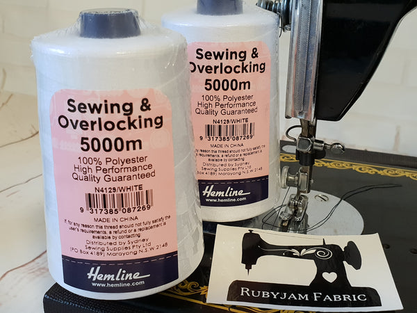 Hemline Overlocker thread, white, 5000M - clearance