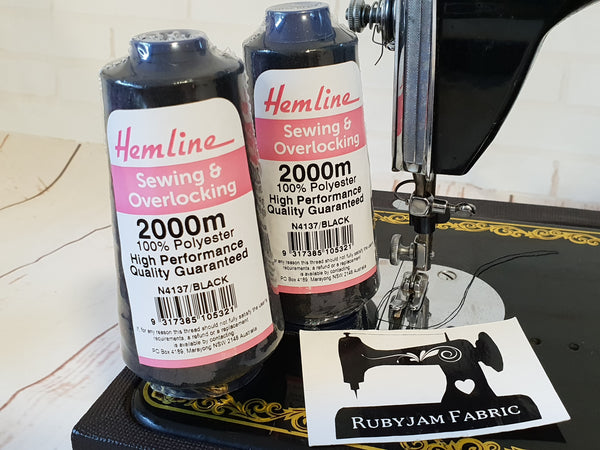 Hemline Overlocker thread, black, 2000M - clearance