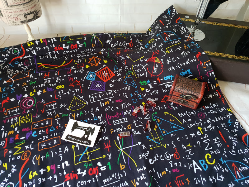 Maths Equations - cotton lycra - 150cm wide